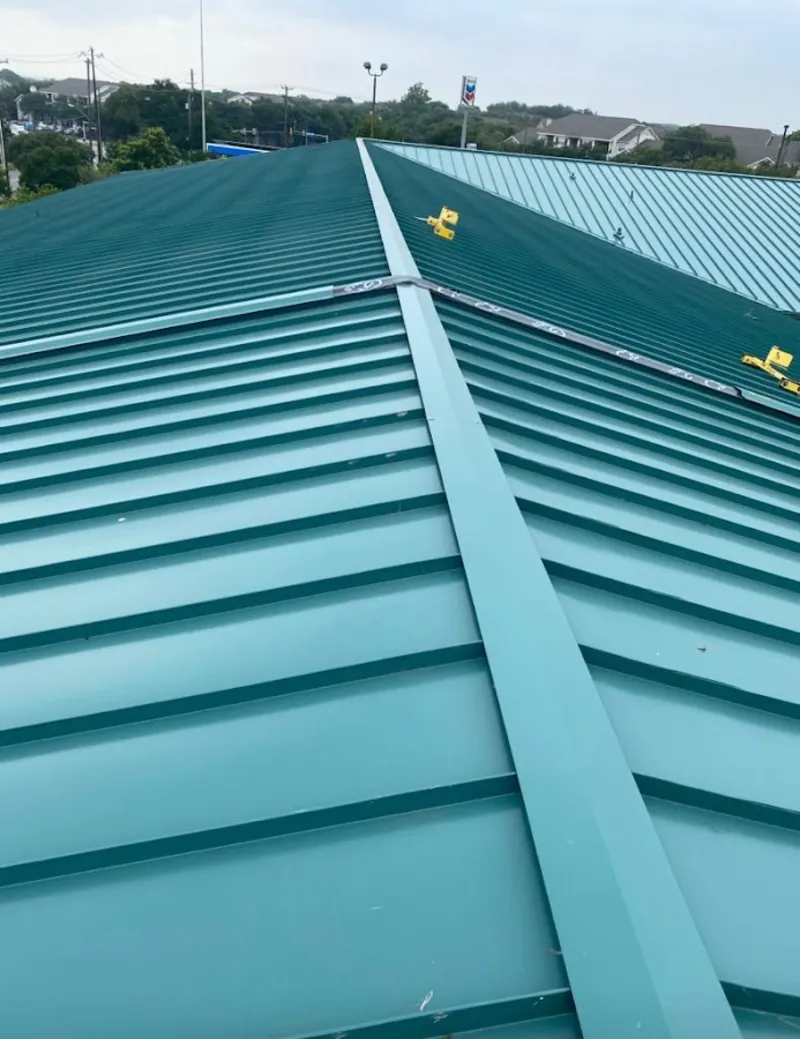 Green commercial metal roof ridge and valley for Metal Roof Repair in Wood River
